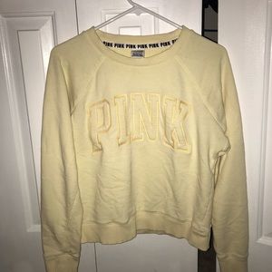 Yellow PINK crew neck hoodie